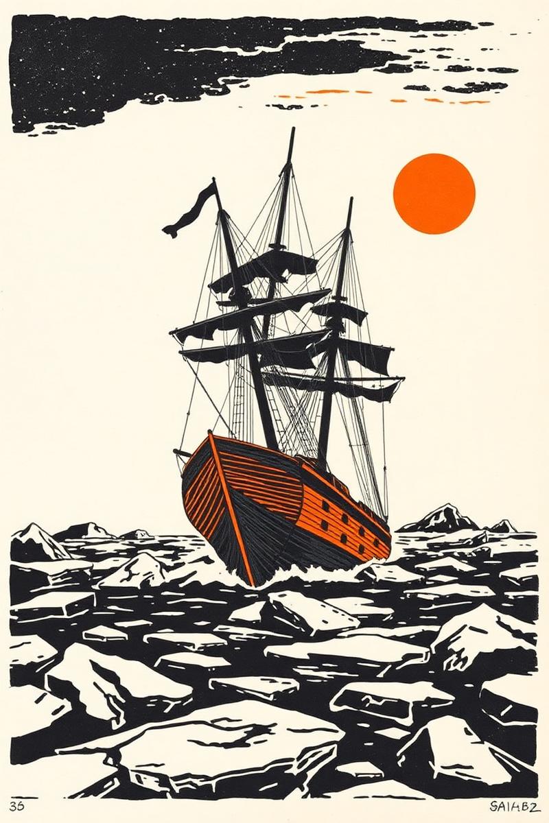 Illustrated cover plate for Endurance by Alfred Lansing