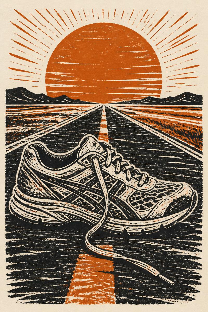 Illustrated cover plate for Shoe Dog by Phil Knight