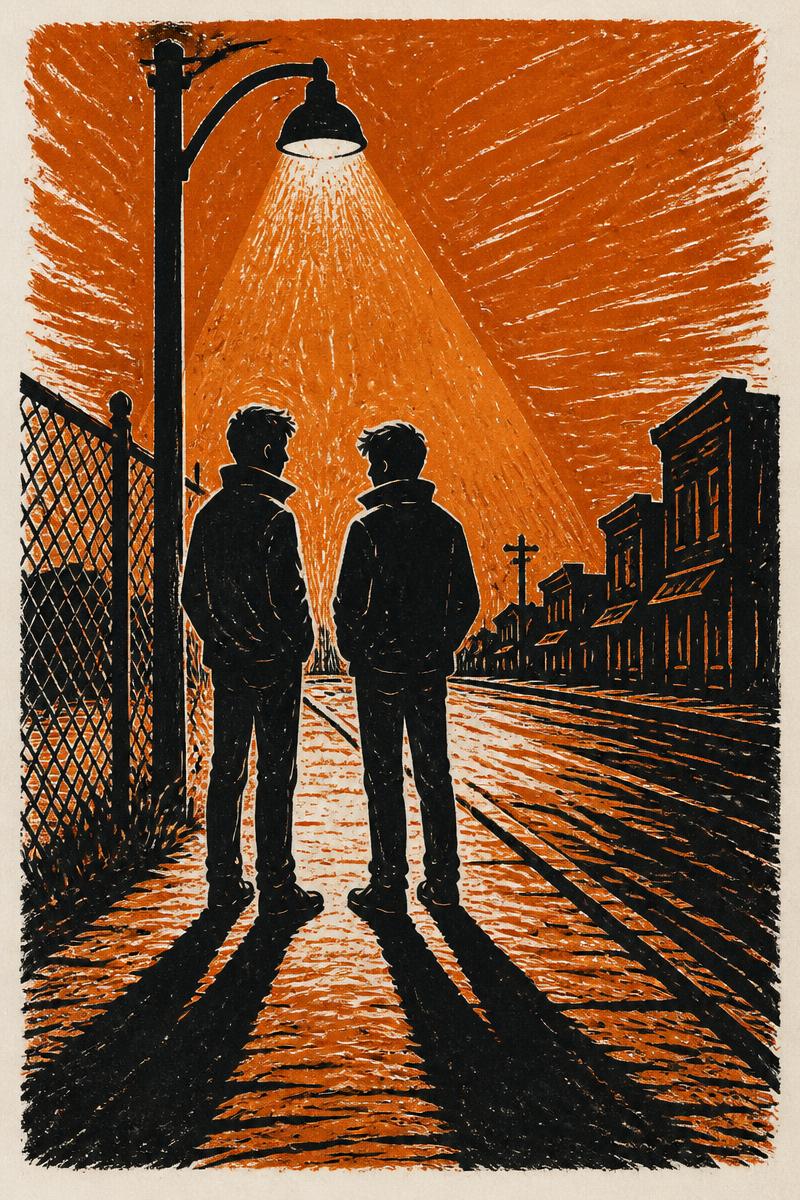 Illustrated cover plate for The Outsiders by S. E. Hinton